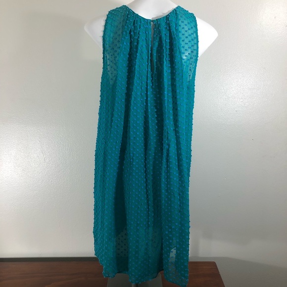 Anthropologie Sachin + Babi Teal Flocked Speckle Dress Silk Polka Dot Size 6 - Picture 6 of 9